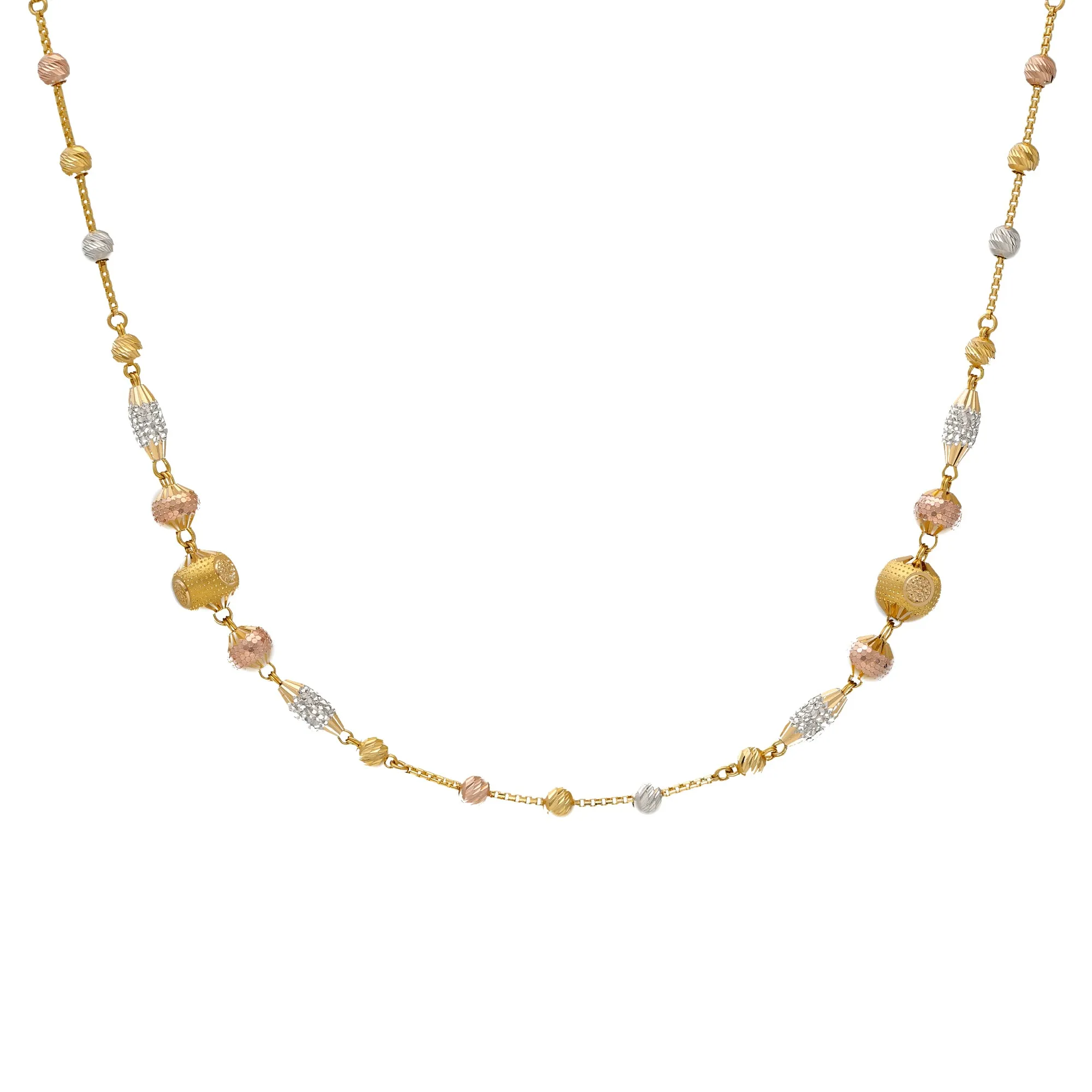 22K Multi-Tone Gold Beaded Chain (24.2gm)