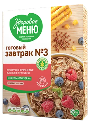 №3 Buckwheat-corn flakes with bran 200g