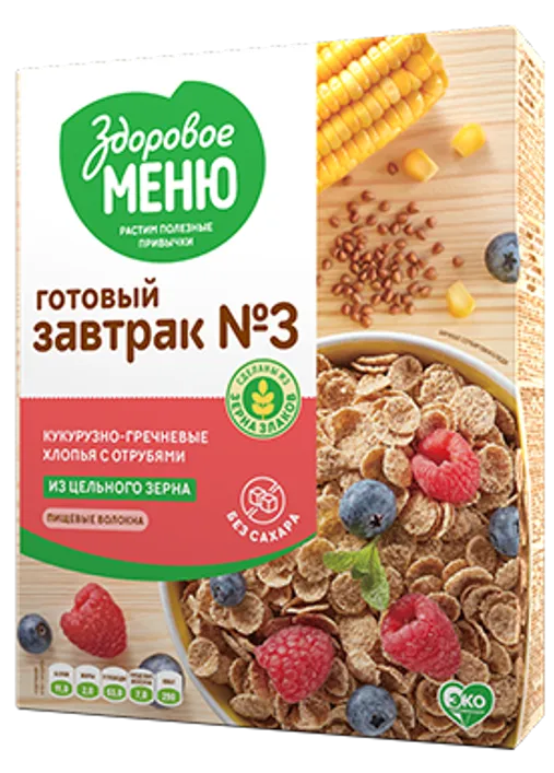 №3 Buckwheat-corn flakes with bran 200g