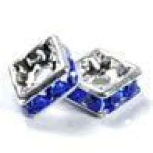 6mm Silver Plate Squaredell - Sapphire (Sold by the piece)