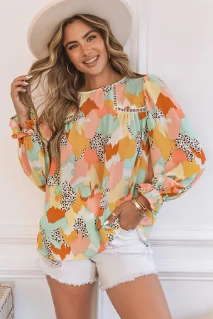 Abstract Printed Long Sleeve Blouse