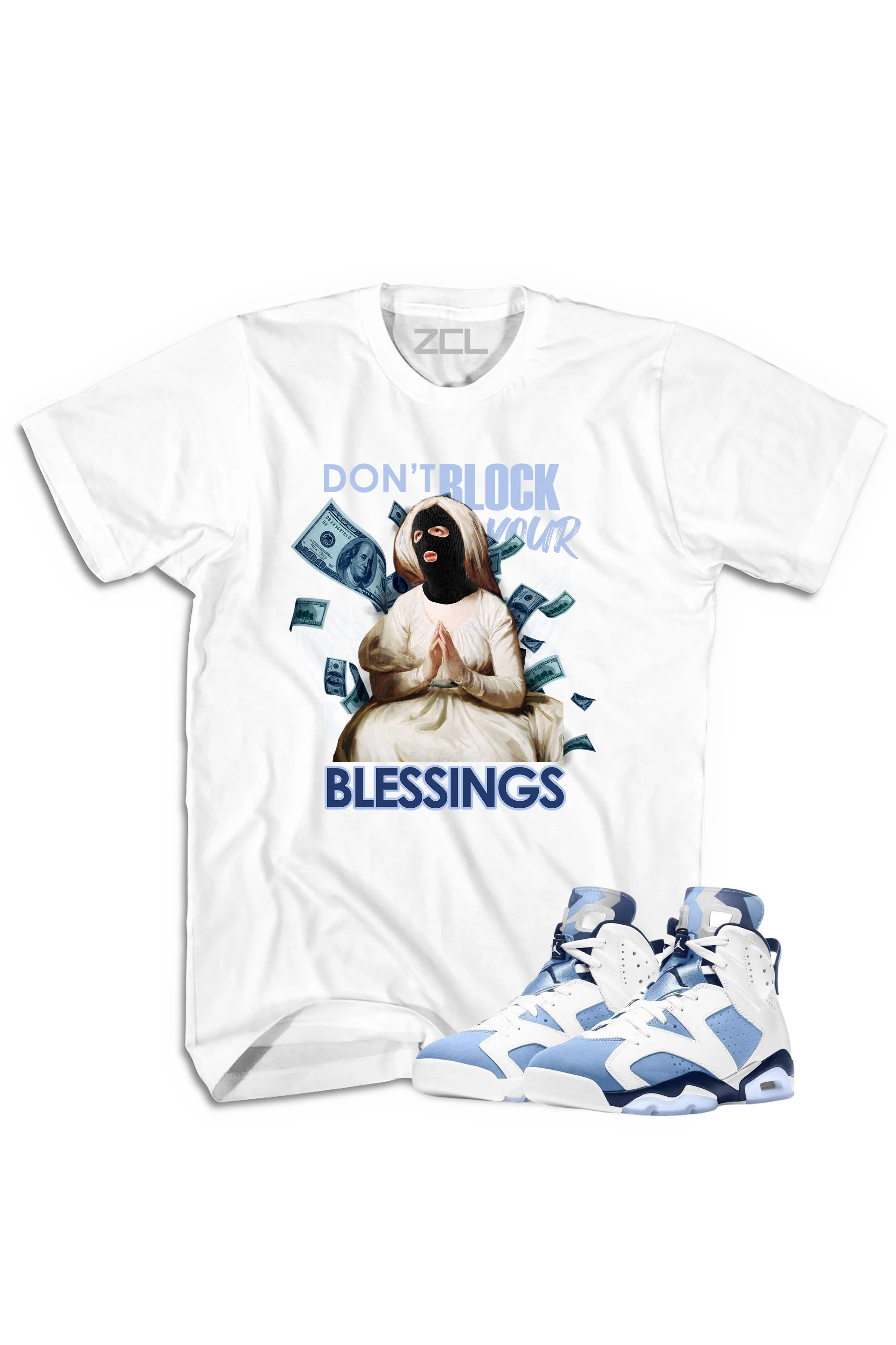 Air Jordan 6 "Don't Block Your Blessings" Tee UNC White