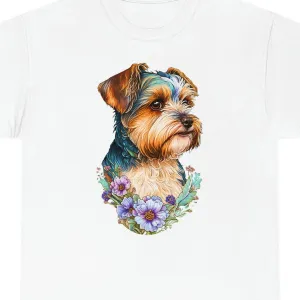 Biewer Terrier Floral Heavy Cotton T-Shirt