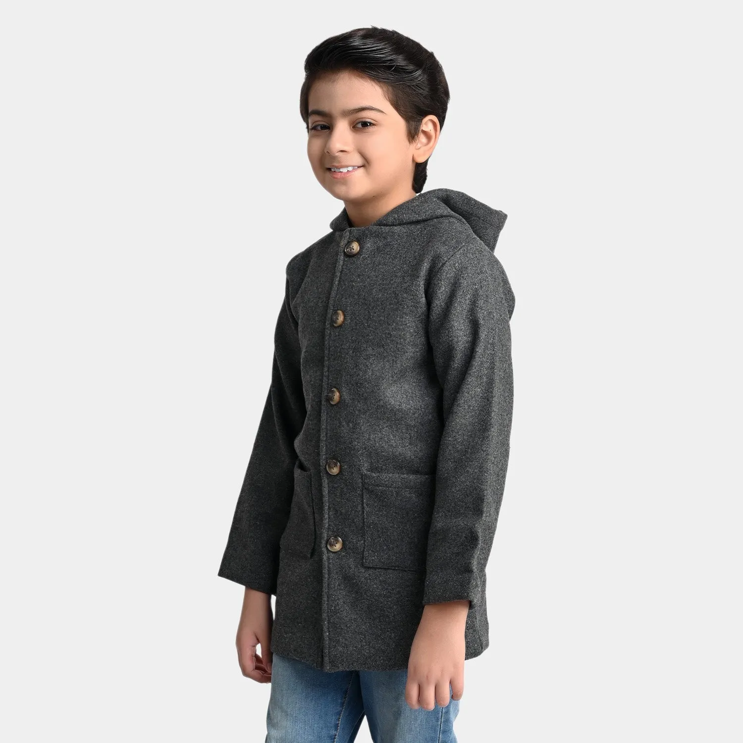 Boys Wool Trench Coat -Grey