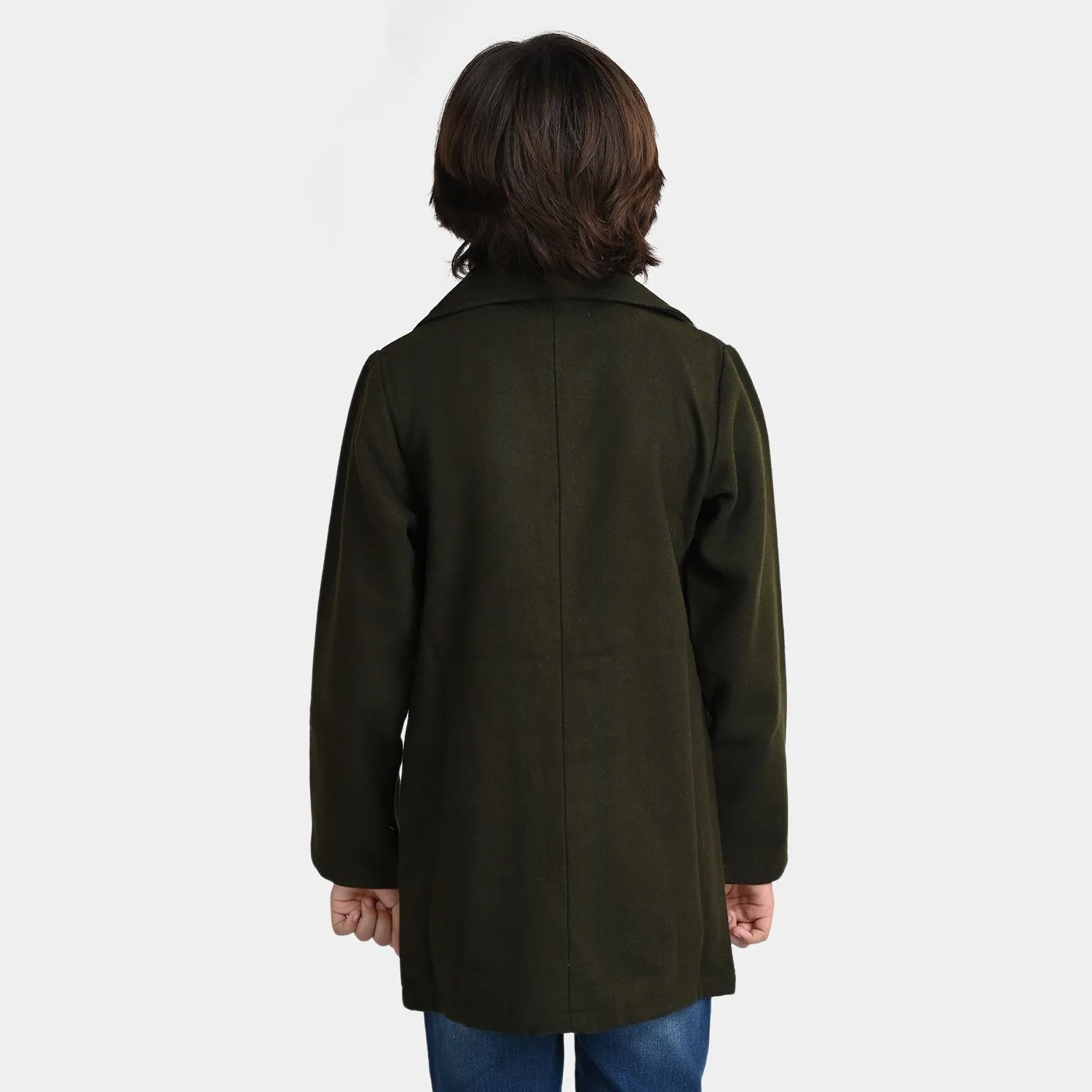 Boys Wool Trench Coat -Olive