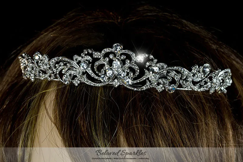 Brianna Romantic Royal Silver Tiara | Swarovski Crystal