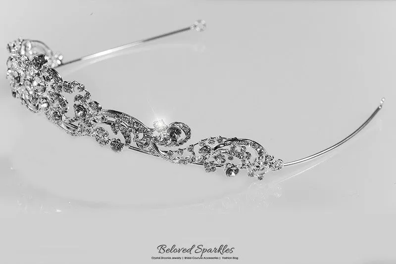 Brianna Romantic Royal Silver Tiara | Swarovski Crystal