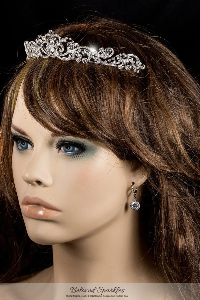 Brianna Romantic Royal Silver Tiara | Swarovski Crystal