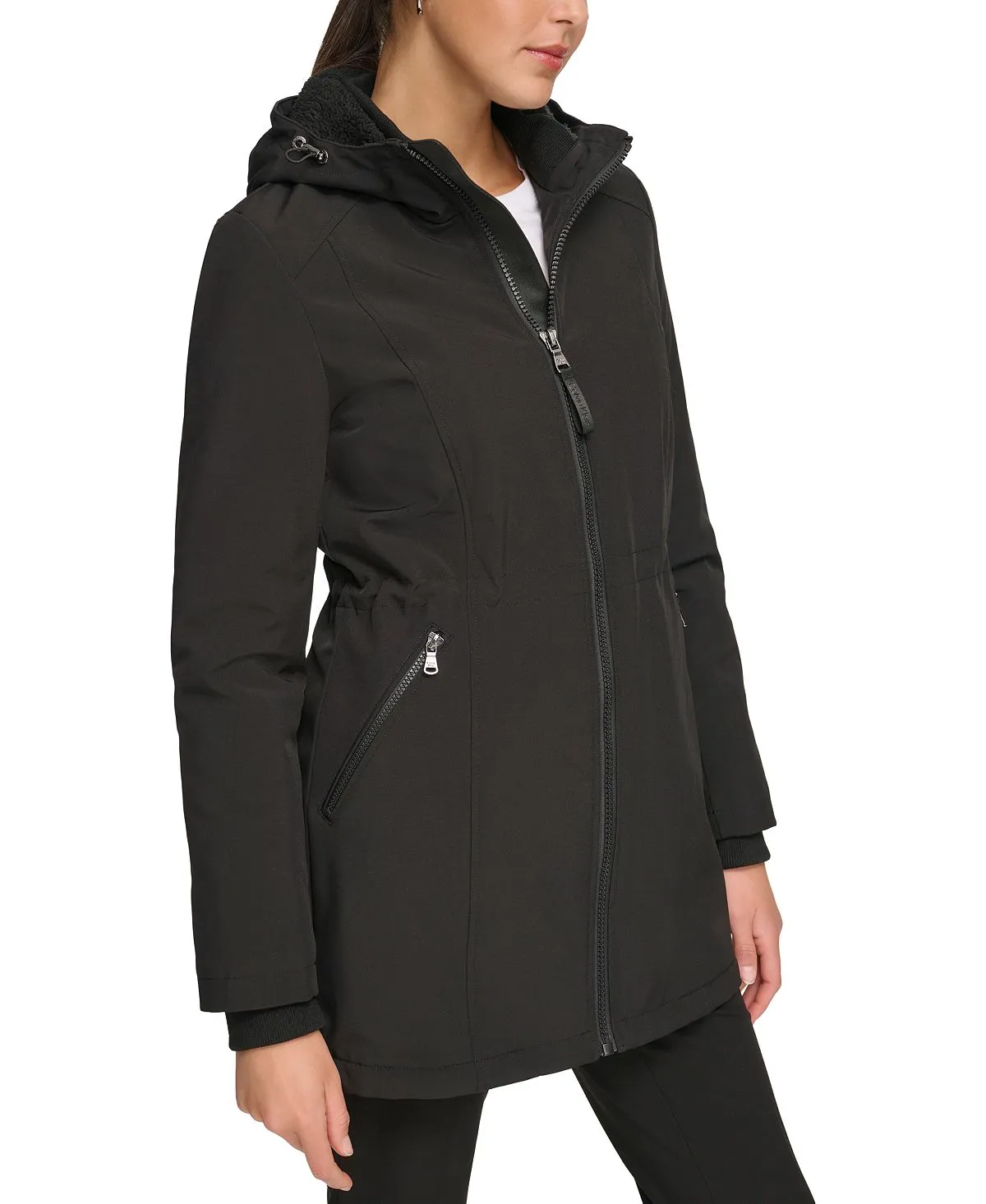 Calvin Klein Women's Faux Fur Lined Anorak with Hood black