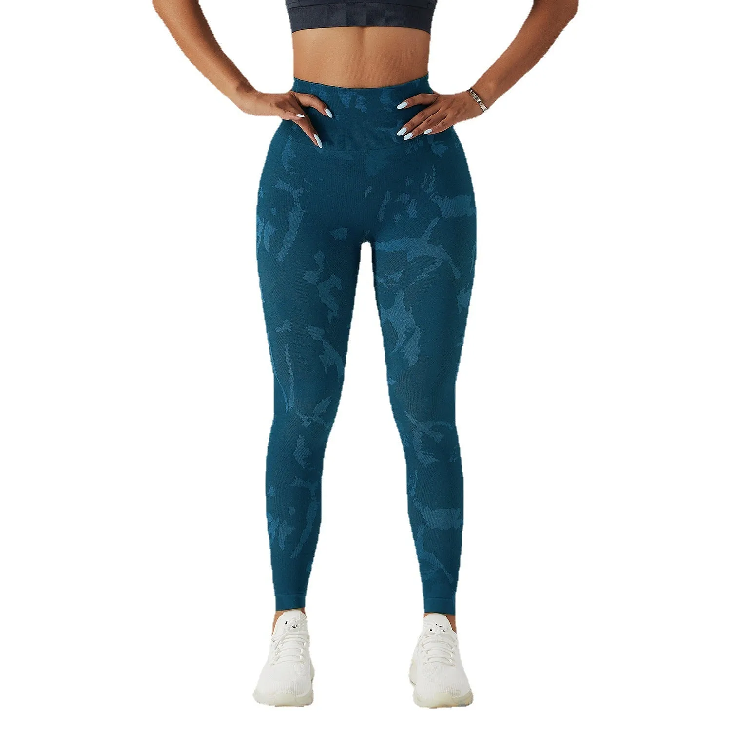 Camouflage Peach Hip Raise Fitness Pants Women's Quick-drying