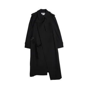 Comme des Garçons thick gabardine trench coat with belt, color Black