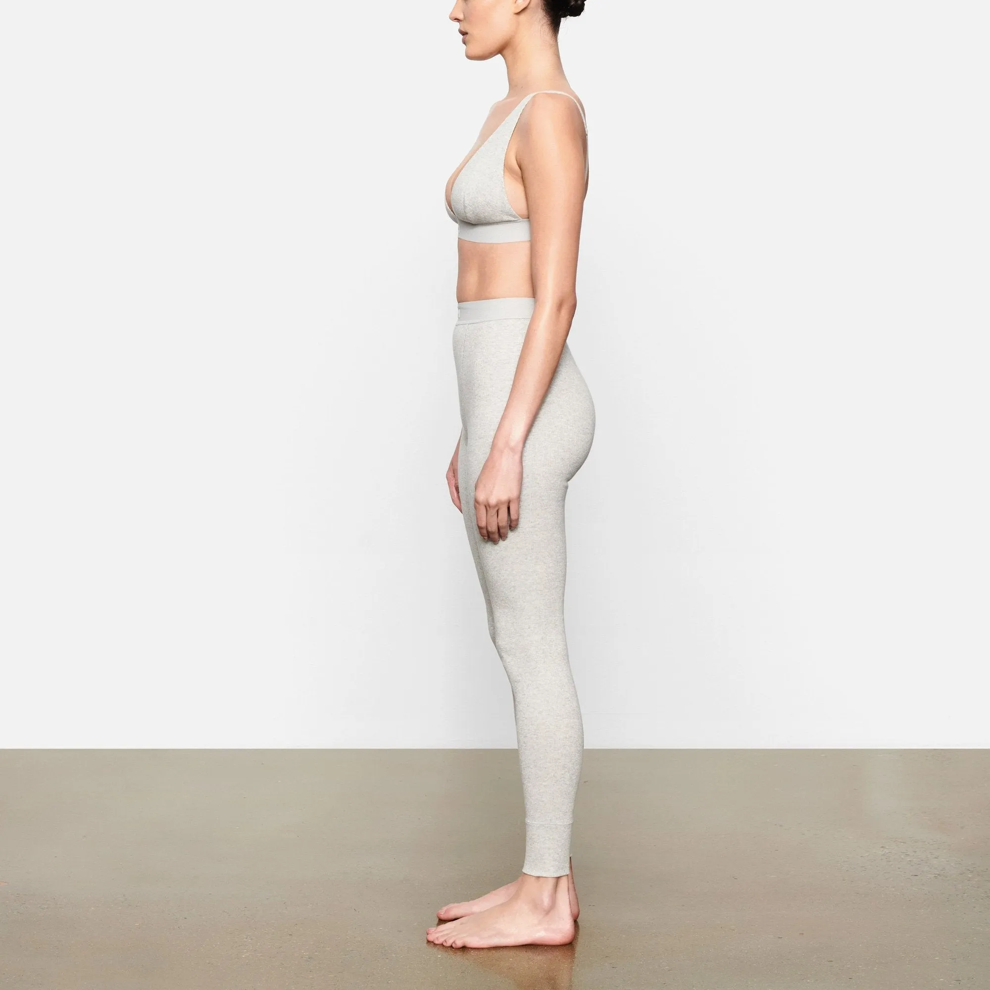 COTTON RIB LEGGING | LIGHT HEATHER GREY