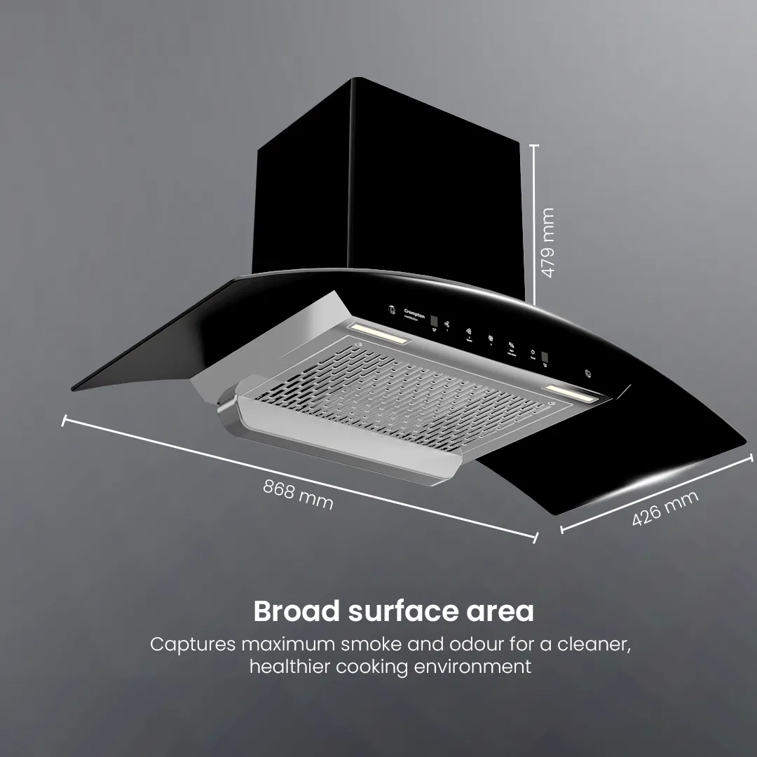 Crompton IntelliMotion Curved 90 cm Filterless Chimney