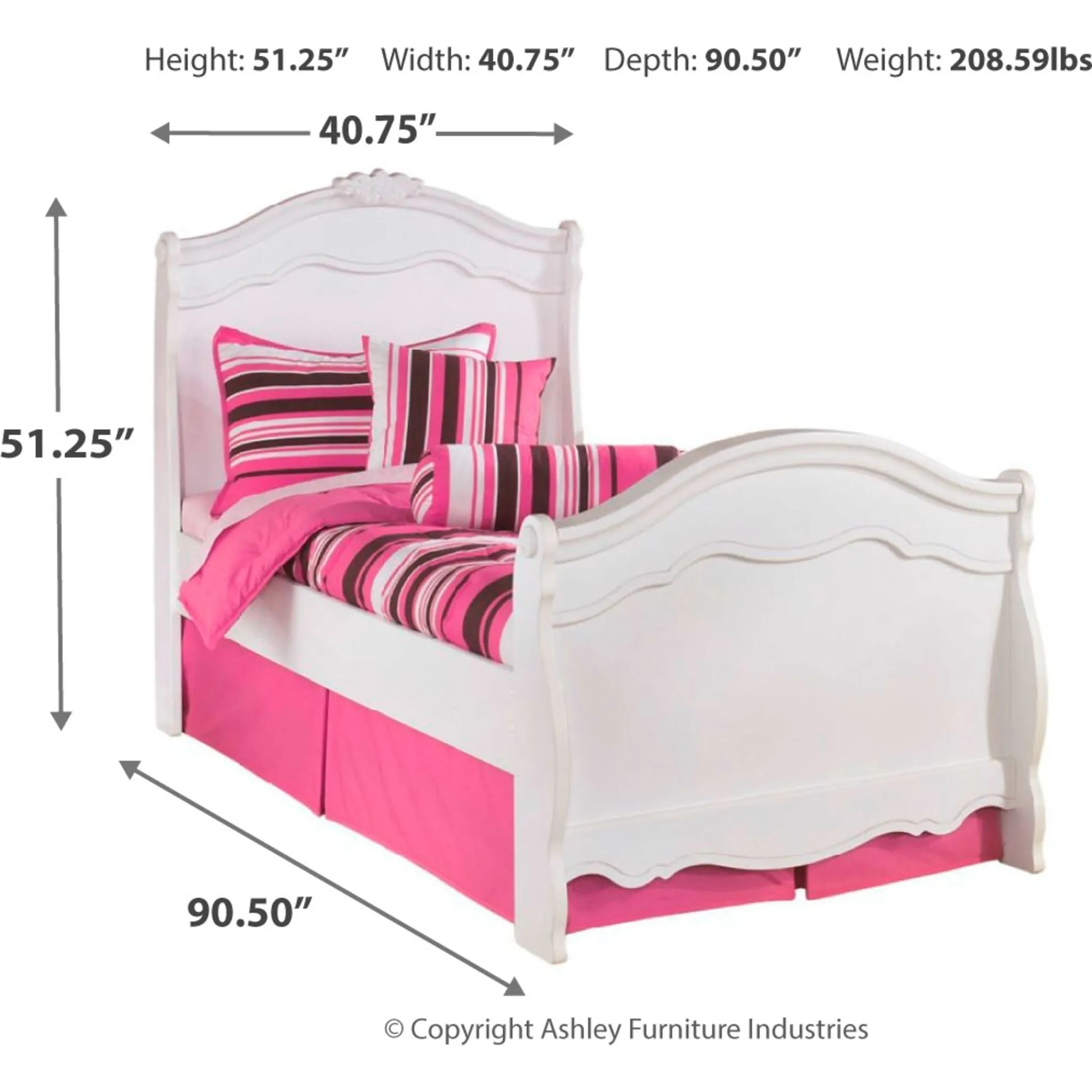 Exquisite 3 Piece Twin Sleigh Bed