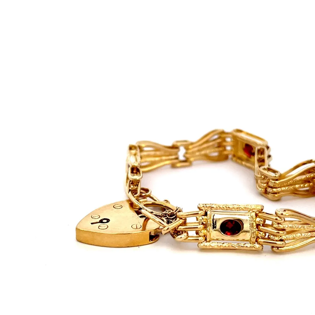 Exquisite 9ct Yellow Gold Stone Set Gate Bracelet