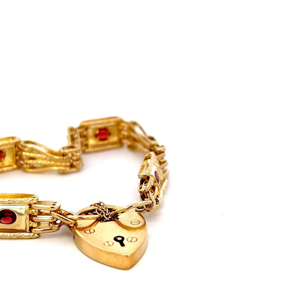 Exquisite 9ct Yellow Gold Stone Set Gate Bracelet