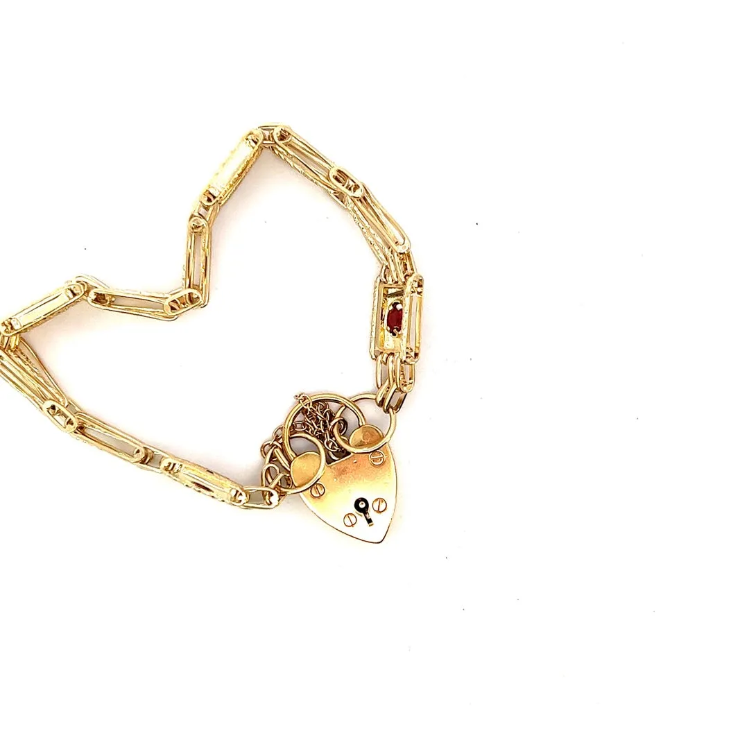 Exquisite 9ct Yellow Gold Stone Set Gate Bracelet