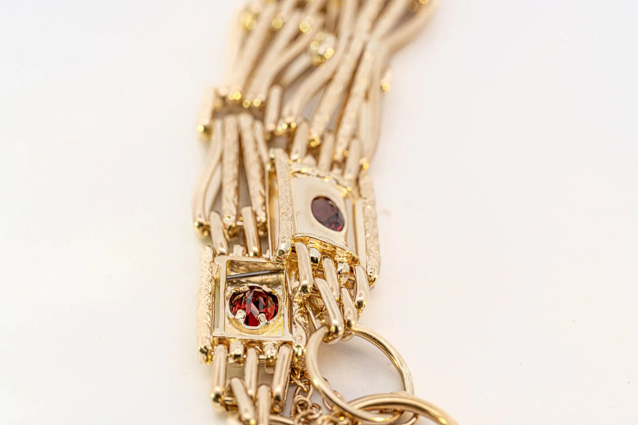 Exquisite 9ct Yellow Gold Stone Set Gate Bracelet