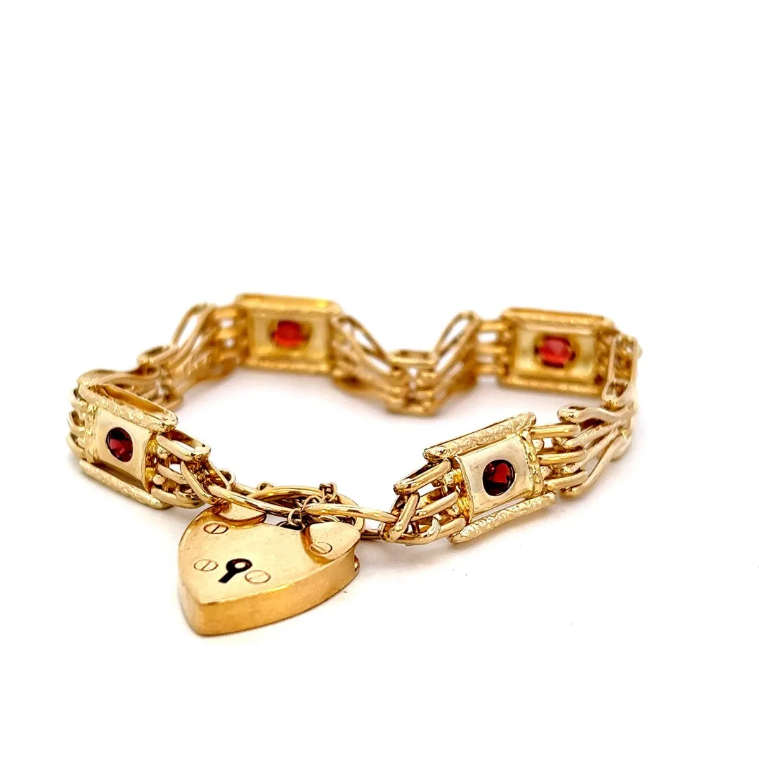 Exquisite 9ct Yellow Gold Stone Set Gate Bracelet