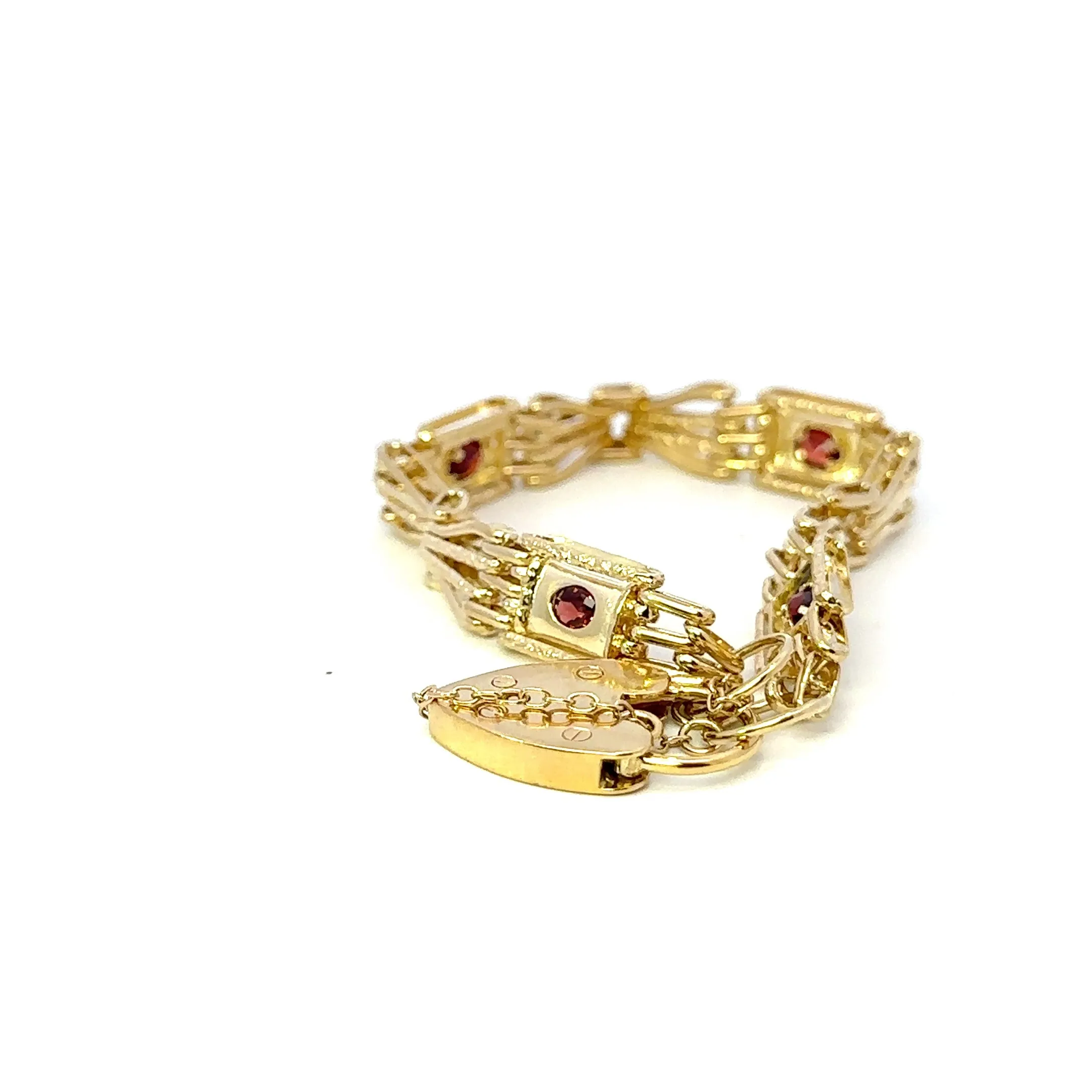 Exquisite 9ct Yellow Gold Stone Set Gate Bracelet