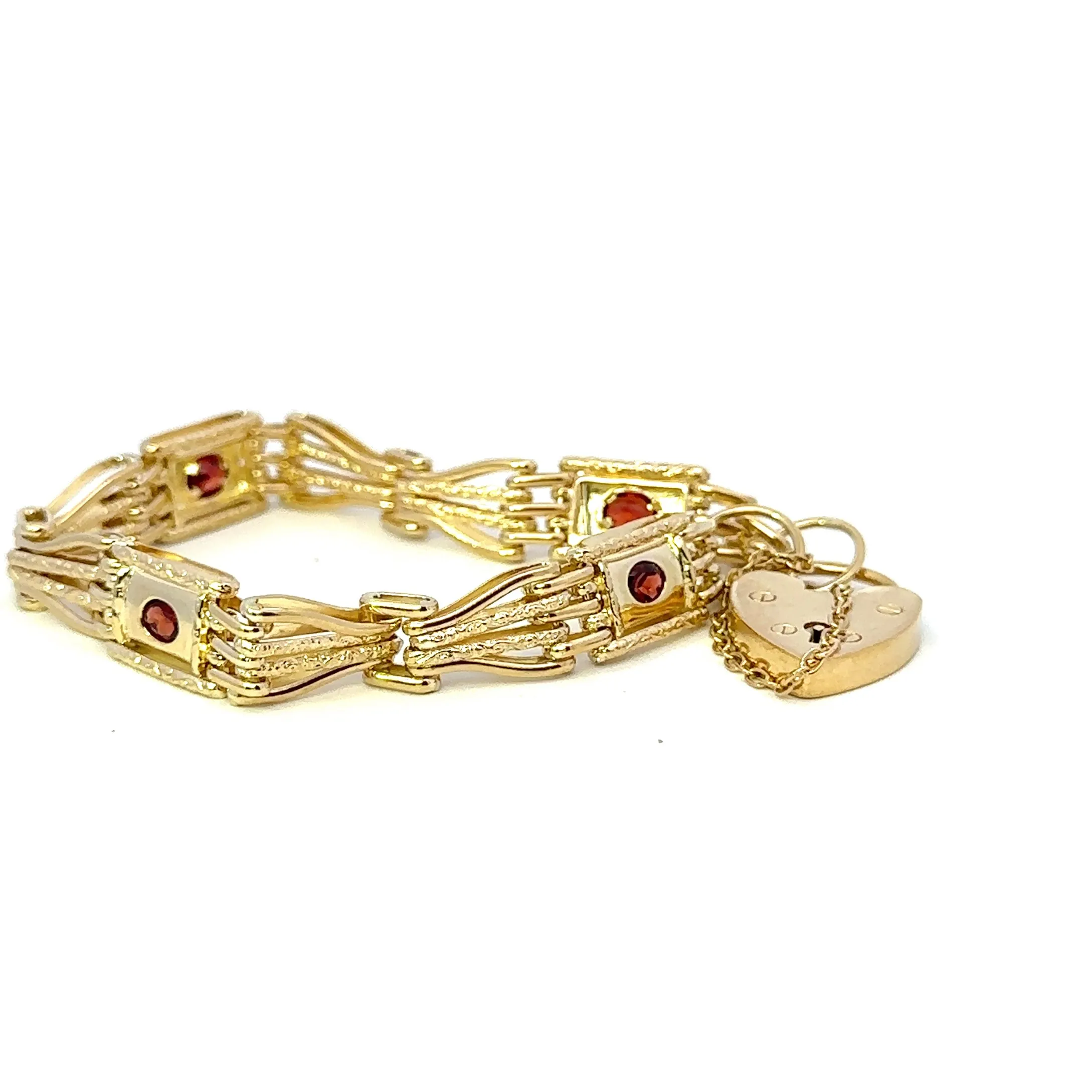 Exquisite 9ct Yellow Gold Stone Set Gate Bracelet