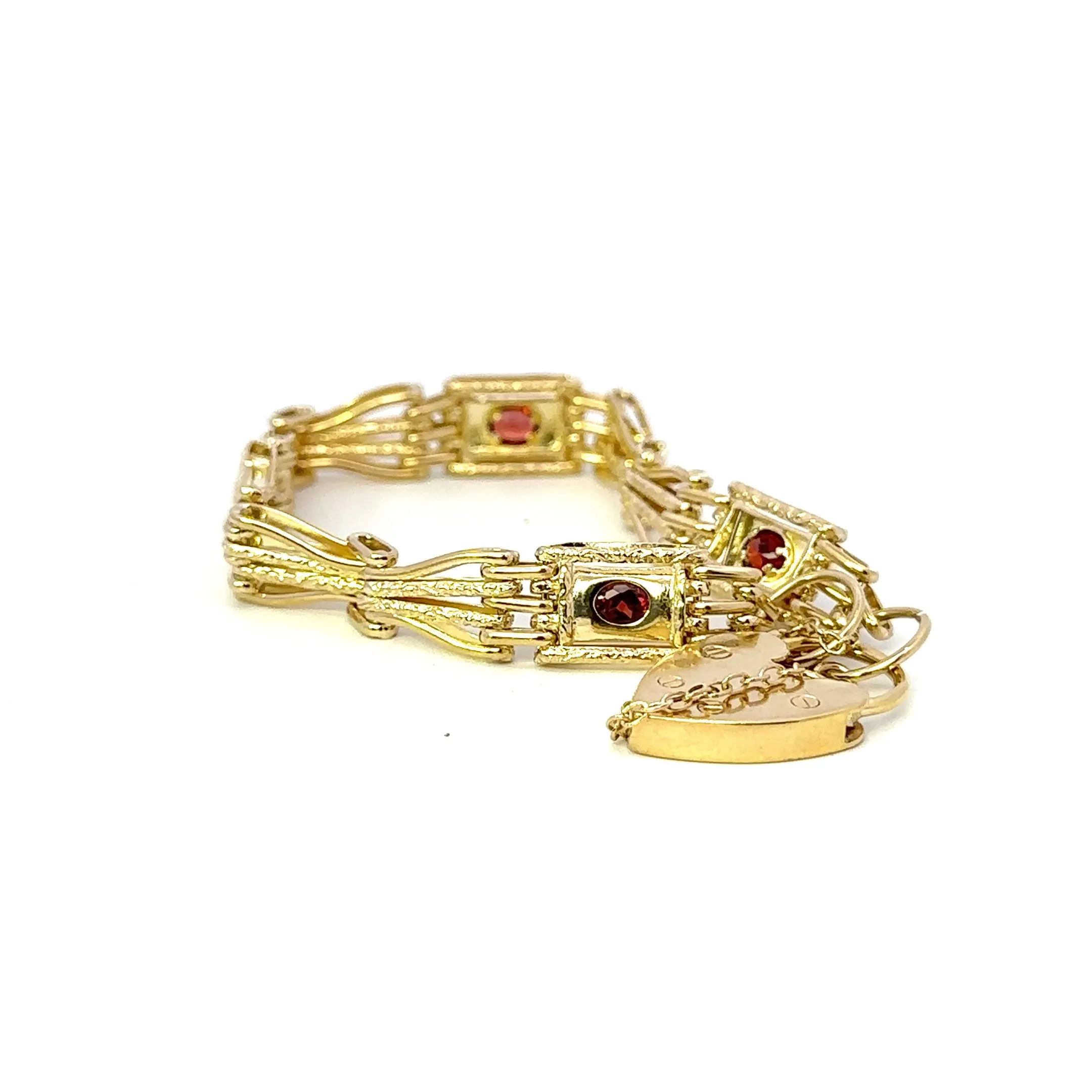 Exquisite 9ct Yellow Gold Stone Set Gate Bracelet