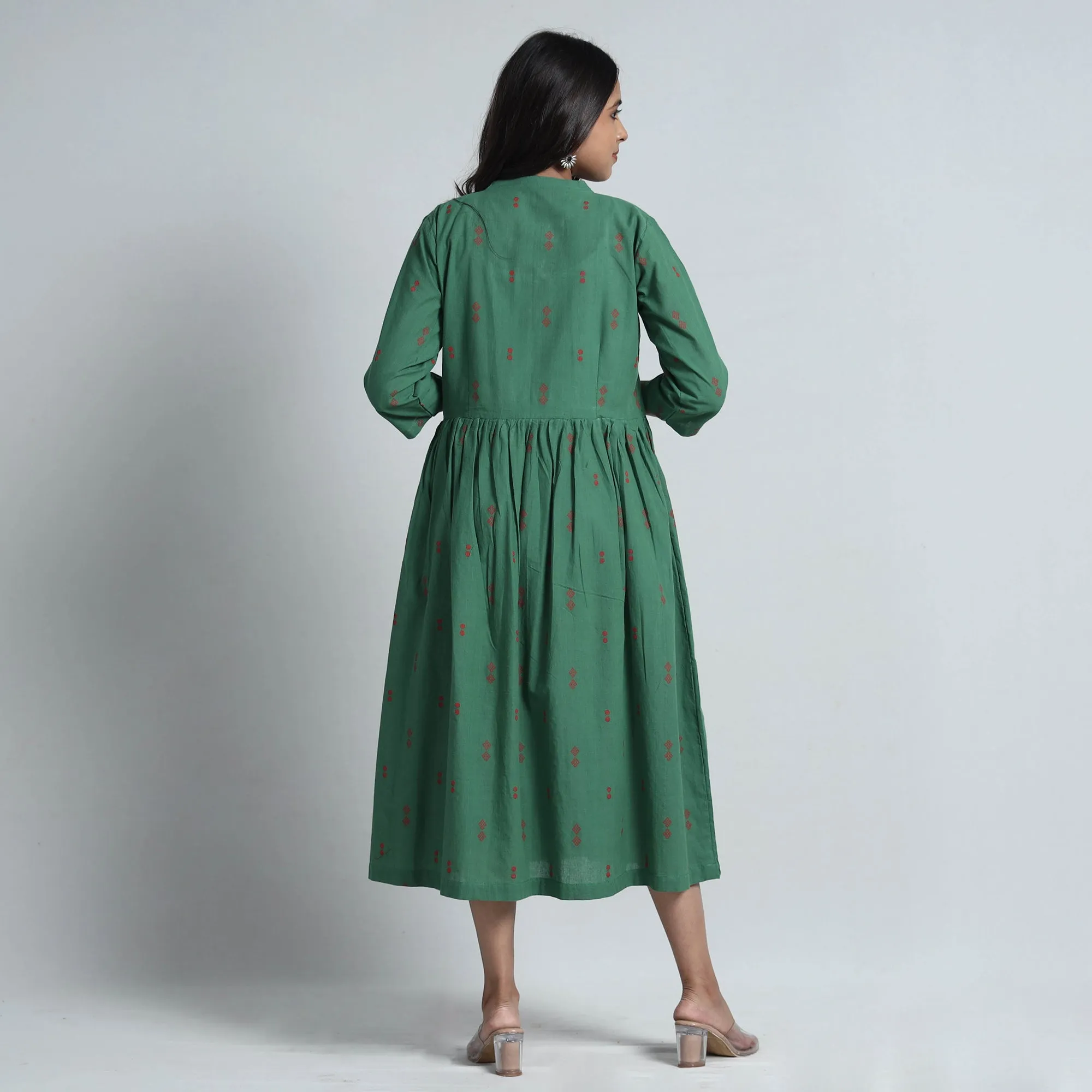 Green - Exquisite Jacquard Cotton Dress