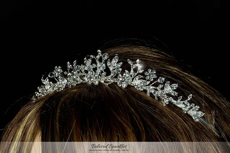 Gretchen Floral Cluster Crystal Tiara | Swarovski Crystal