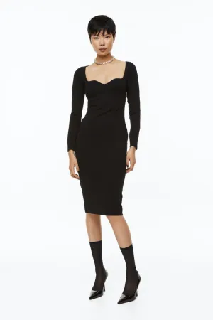 H&M bodycon dress, black