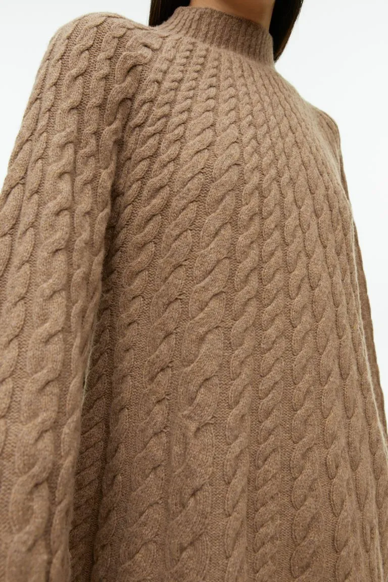 H&M cable knit wool sweater, brown