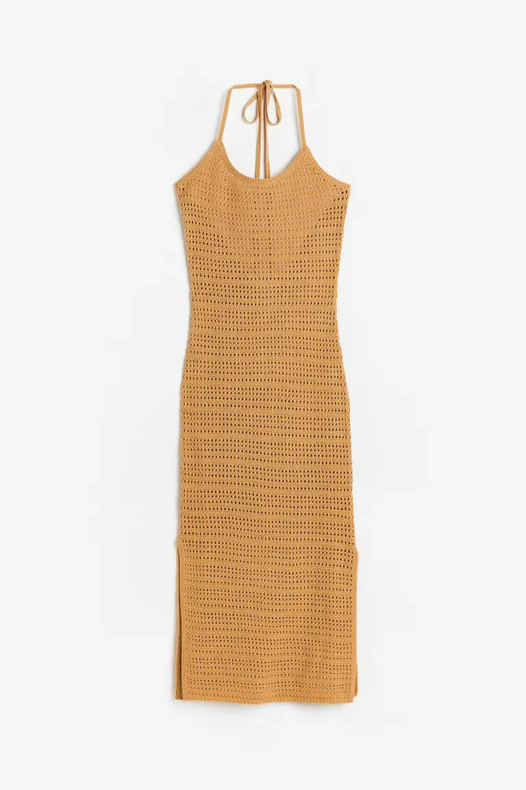 H&M Crochet Dress, Mustard Yellow