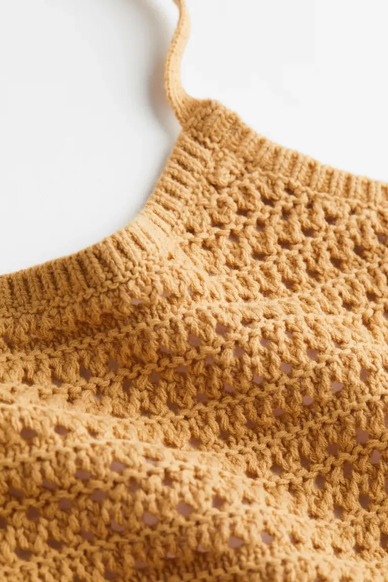 H&M Crochet Dress, Mustard Yellow