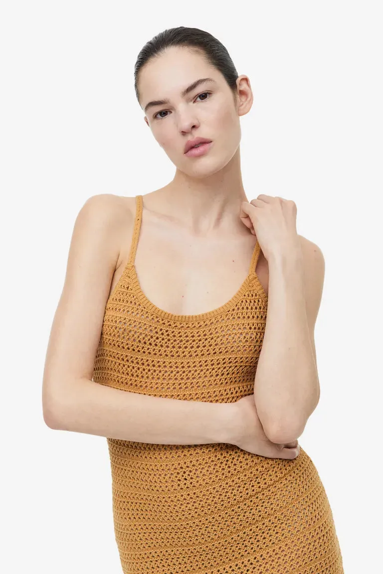 H&M Crochet Dress, Mustard Yellow