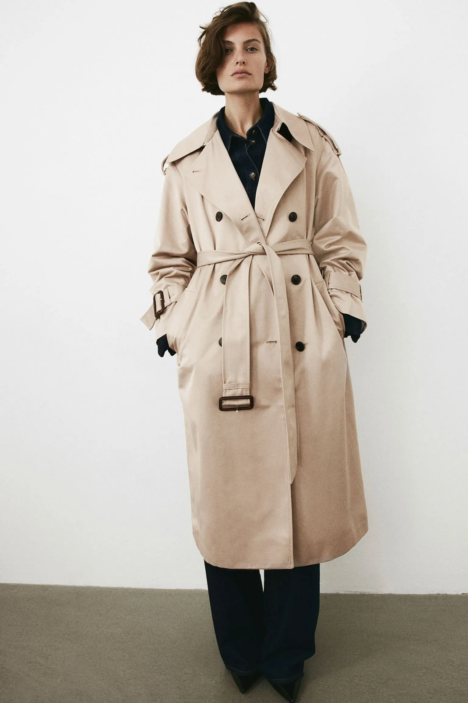 H&M Double-breasted trench coat, beige