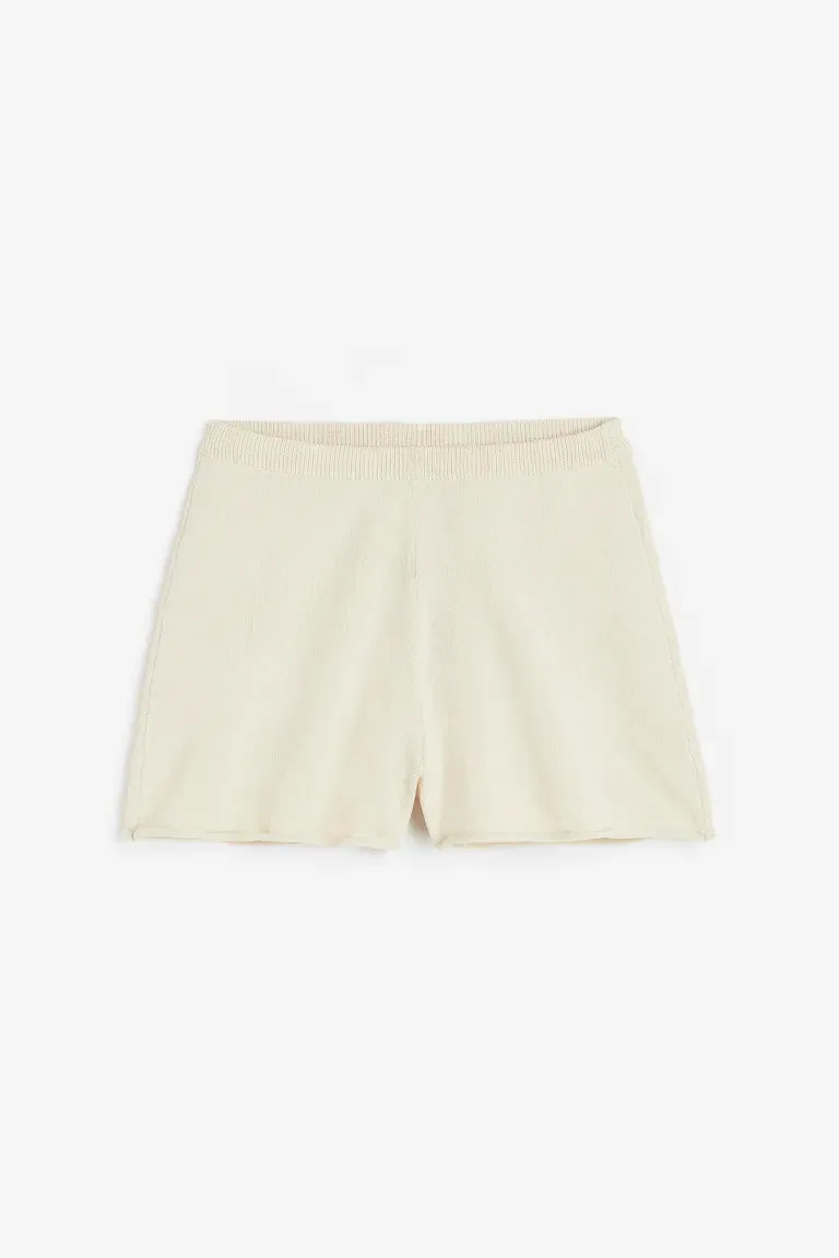 H&M fine knit shorts, cream