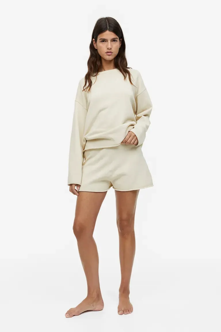 H&M fine knit shorts, cream