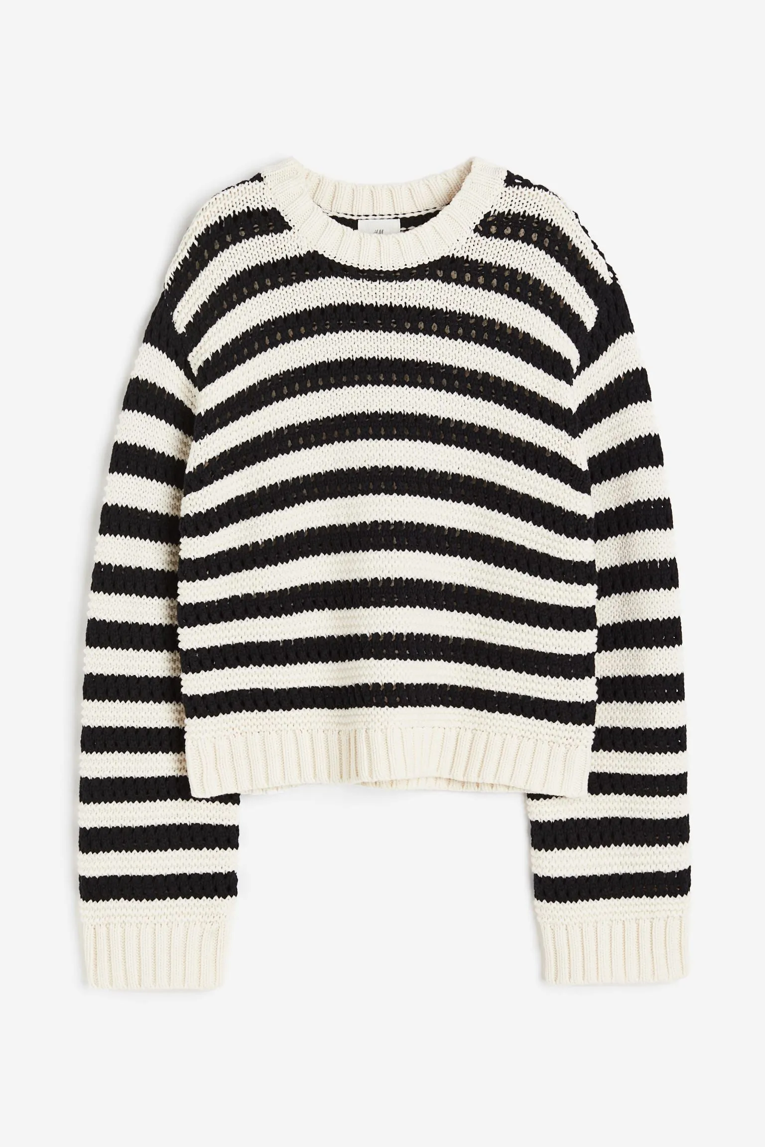 H&M Hole Sweater, cream/black