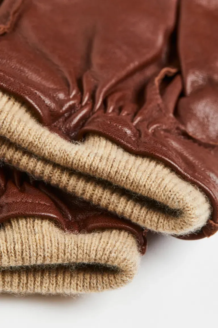 H&M leather gloves, brown