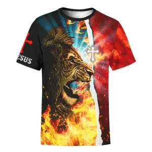 Jesus Is My Savior Jesus Lion Fire 3d Shirt - Christian 3D Shirt