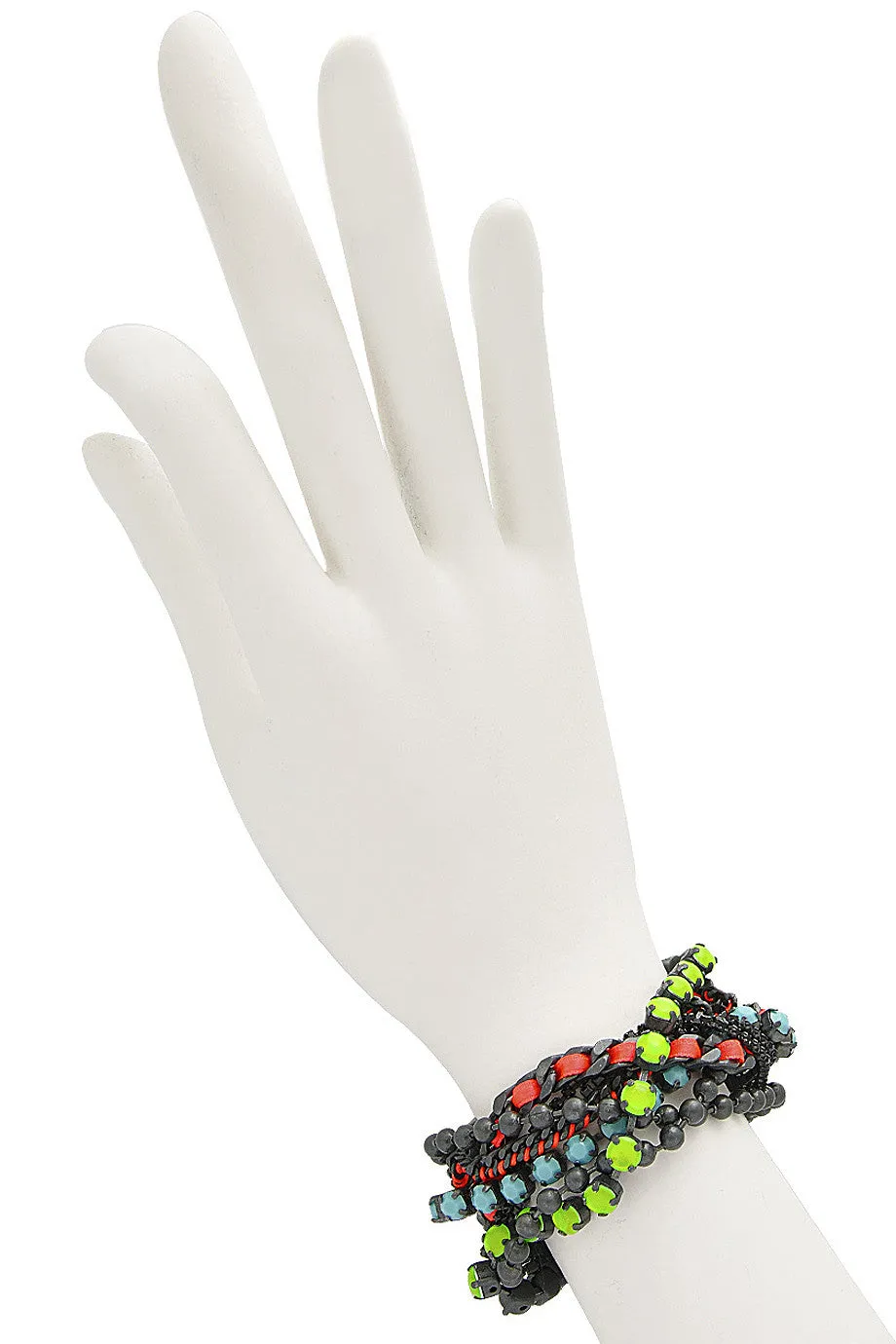 LK DESIGNS CROSSOVER Multi Color Crystal Bracelet