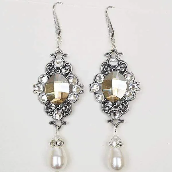 Long Champagne Crystal Earrings MAE