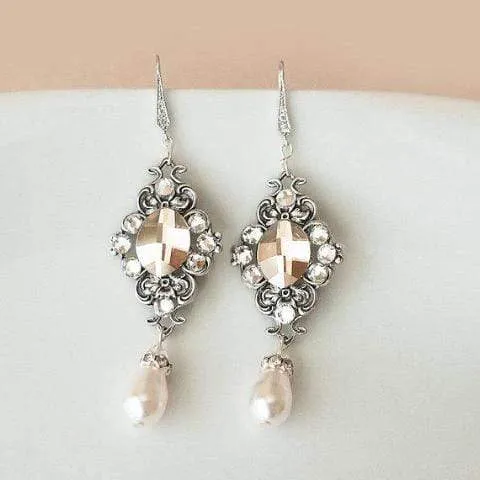 Long Champagne Crystal Earrings MAE