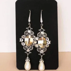 Long Champagne Crystal Earrings MAE