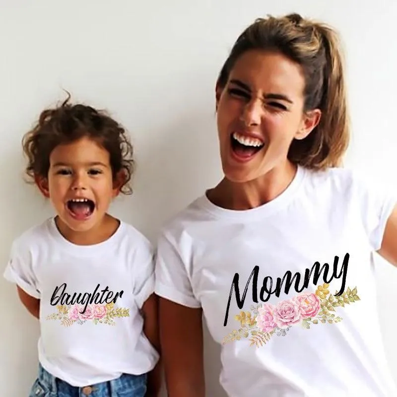 Mother Daughter Matching Cotton Casual T-Shirts Tops