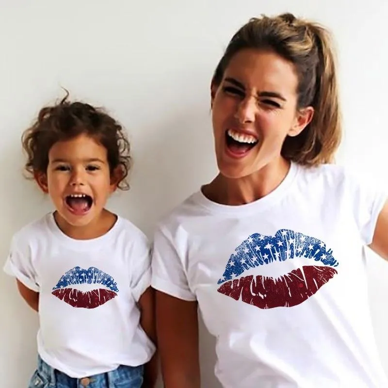 Mother Daughter Matching Cotton Casual T-Shirts Tops