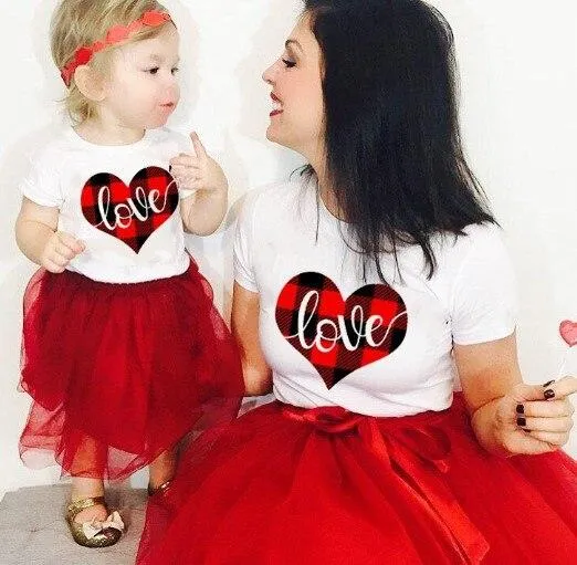 Mother Daughter Matching Cotton Casual T-Shirts Tops