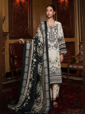 Munira Embroidered Winter Dhanak Suit (MSL-05) - Off-White