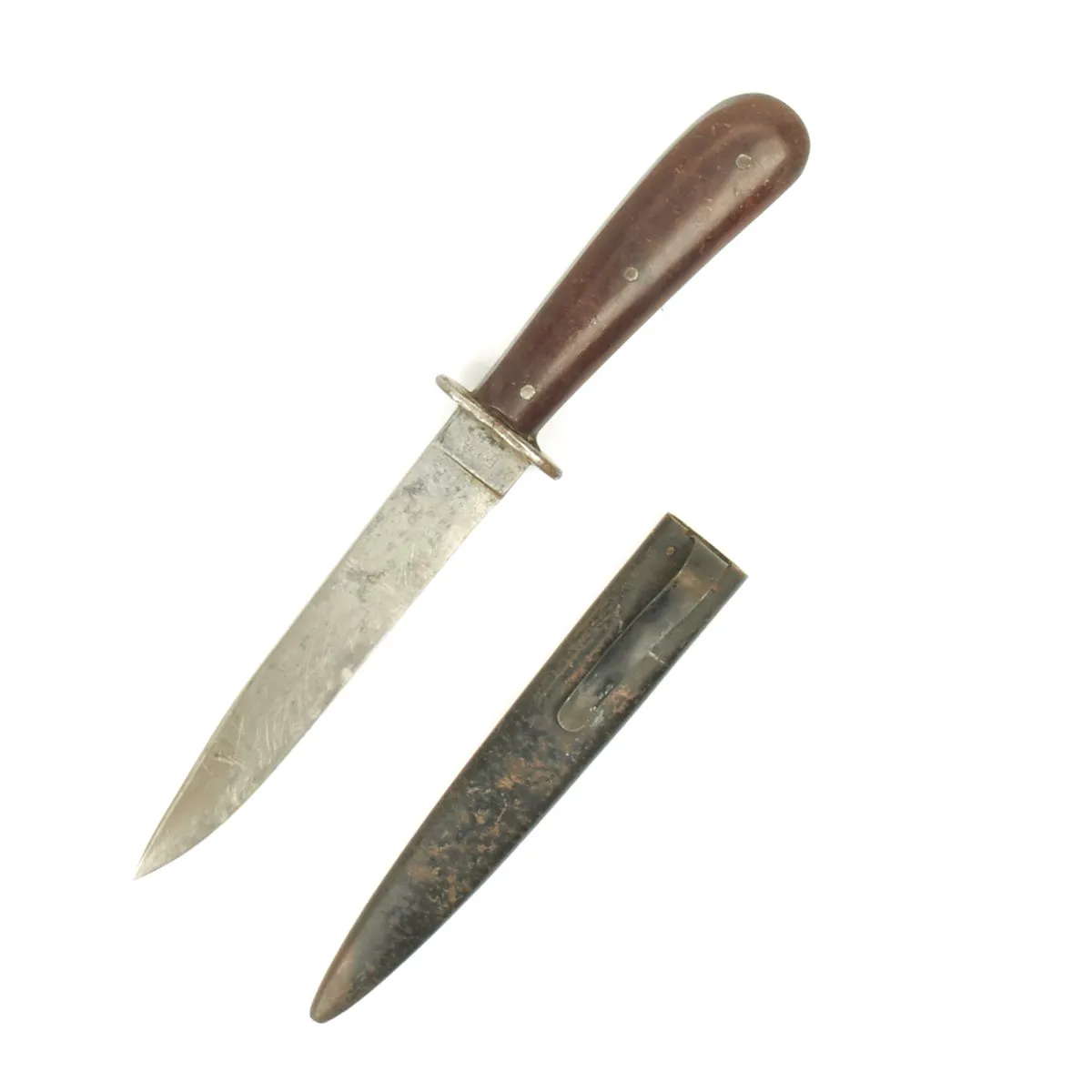 Original German WWII Trench Knife with Boot Scabbard by PUMA - Bakelite Handle