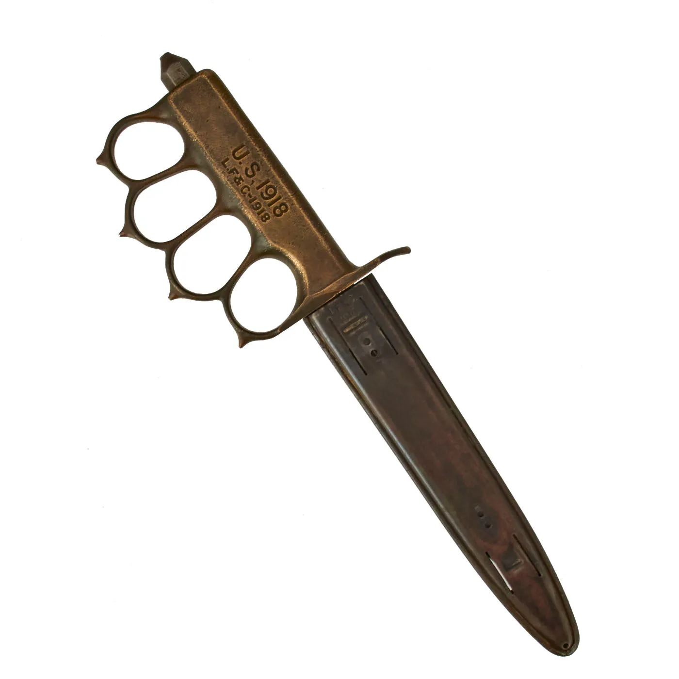 Original U.S. WWI Model 1918 Mark I Modified Trench Knife by L.F.& C. with 1918 Dated Steel Scabbard