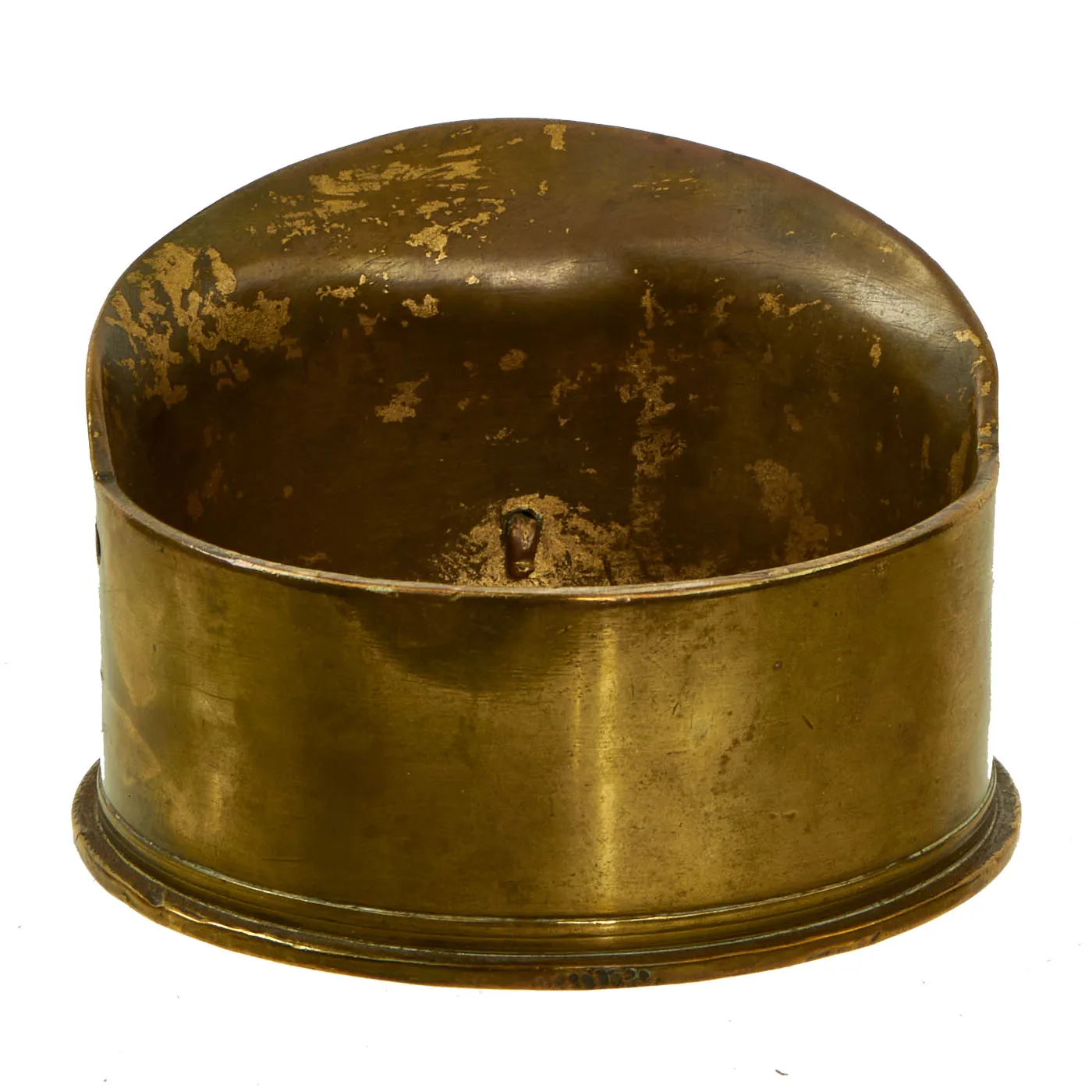 Original U.S. WWI Trench Art Brass 75mm Artillery Shell Visor Cap - dated 1918